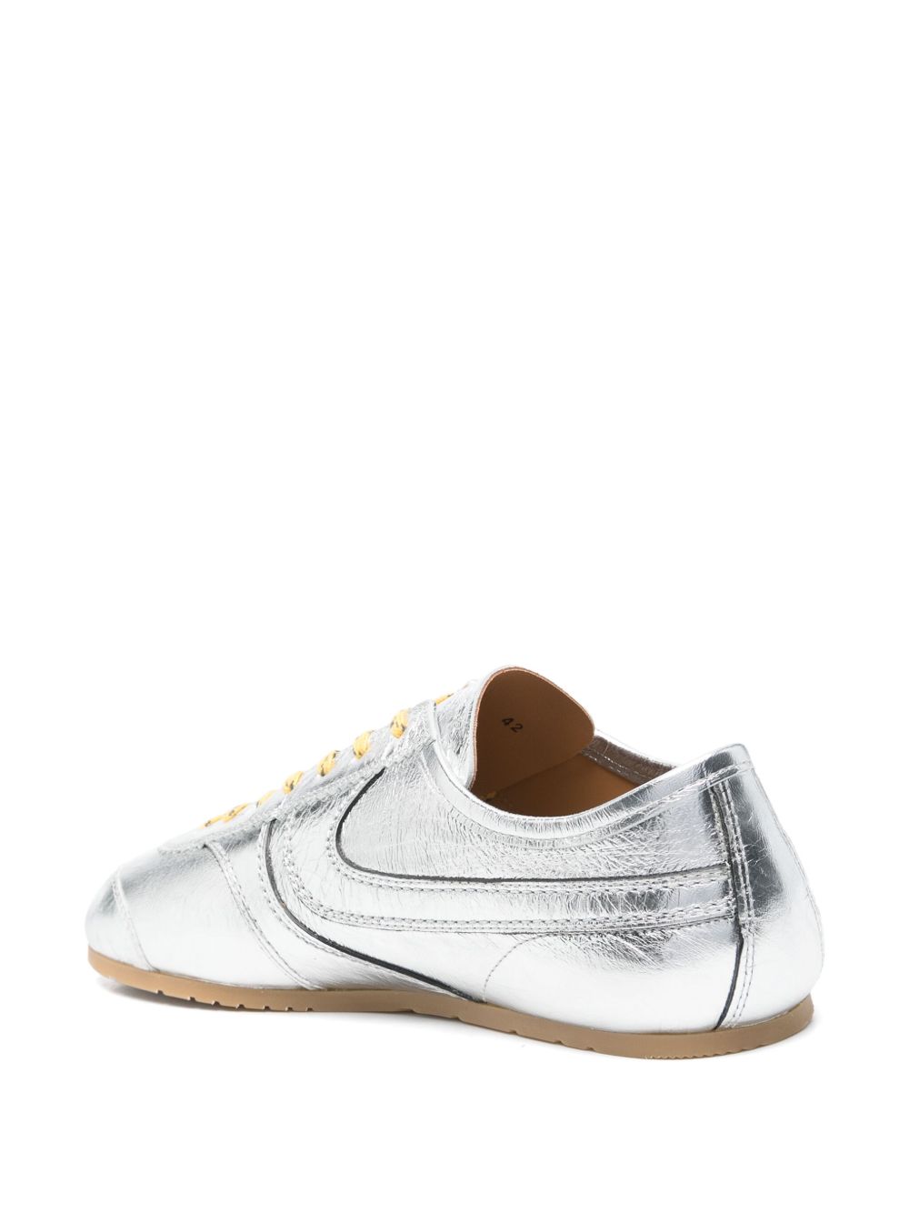 Metallic leather sneakers in silver - Dries Van Noten